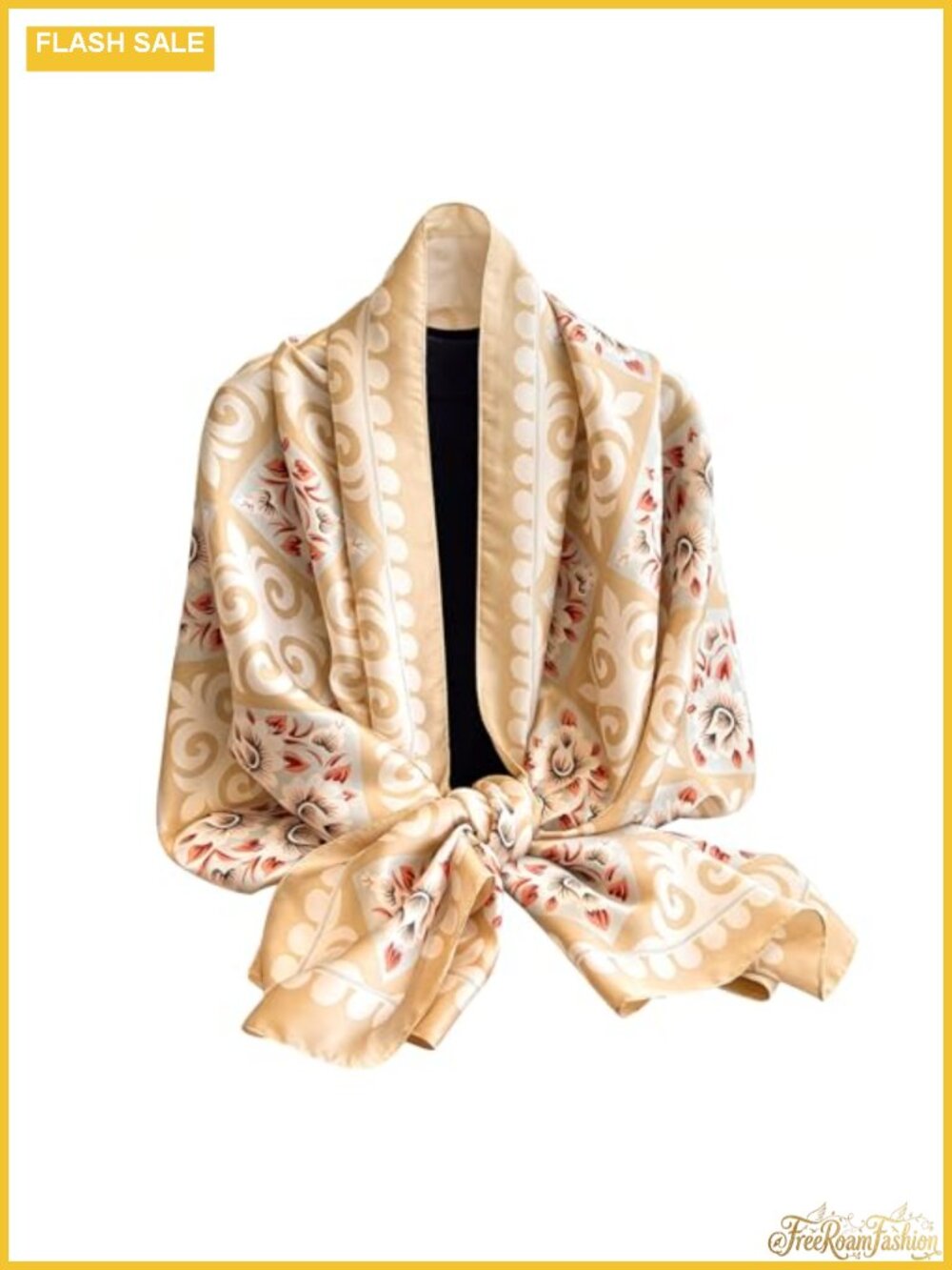 Silk Feeling Satin Floral Scarf Shawl Wrap Lightweight Long Women